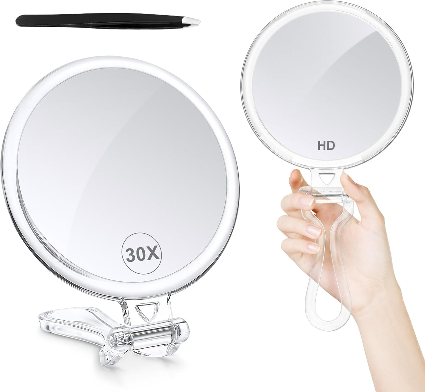 40X Magnifying Travel Mirror - Double-Sided 1X/40X Makeup Hand Mirror | 5-Inch with Handle
