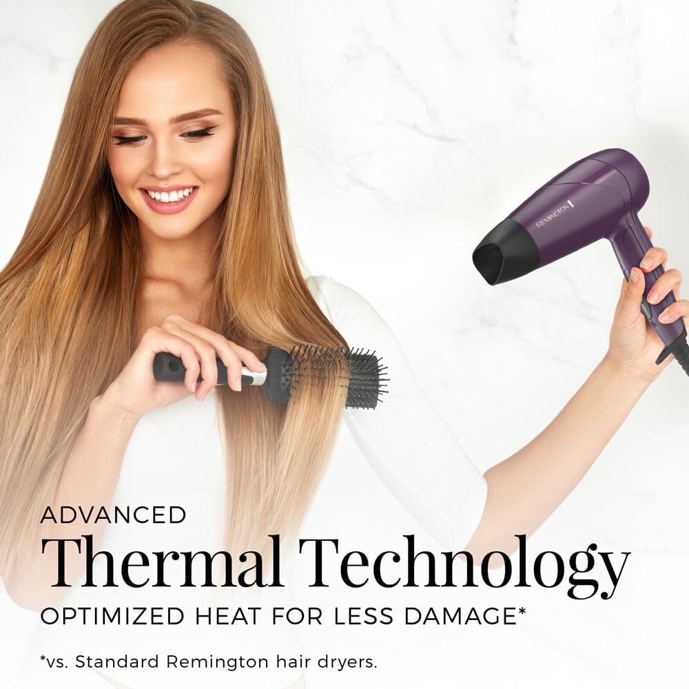 Remington Travel Hair Dryer - Compact Folding Design with Dual Voltage & Ceramic Coating | Lightweight for International Use