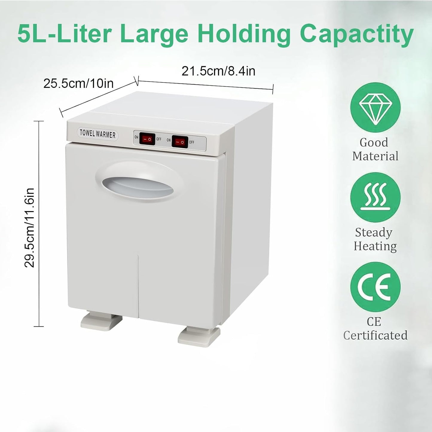 Hot Towel Warmer Cabinet - 5L Capacity with LED Temperature Display | Ideal for Spa, Salon, Home Use (White)
