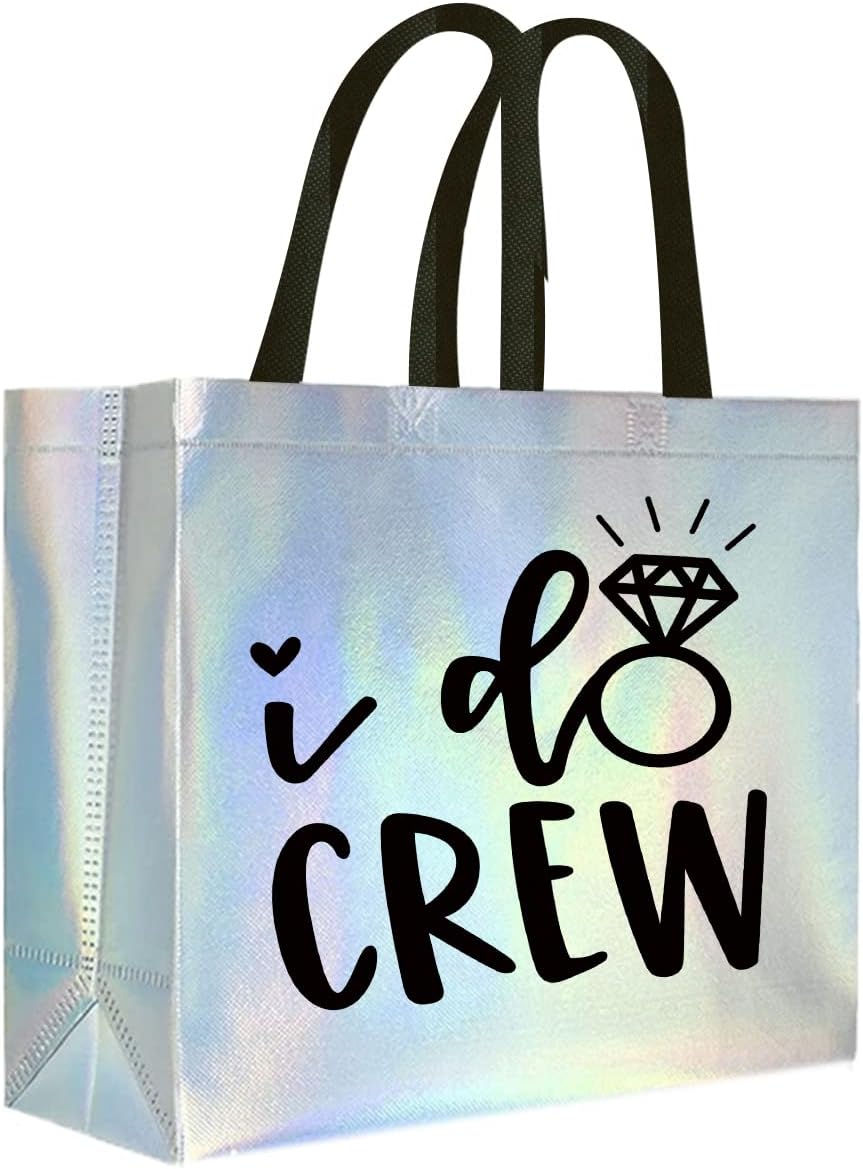 Rose Gold I Do Crew Gift Bags - 8 Non-Woven Bags for Bridesmaid Gifts | Bachelorette Party Favors