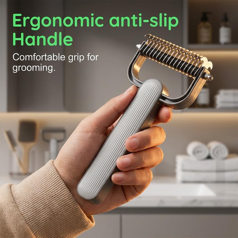 Universal Pet Detangling Comb - Professional Dematting & Undercoat Rake for Dogs & Cats | Gentle Grooming Brush (Green)