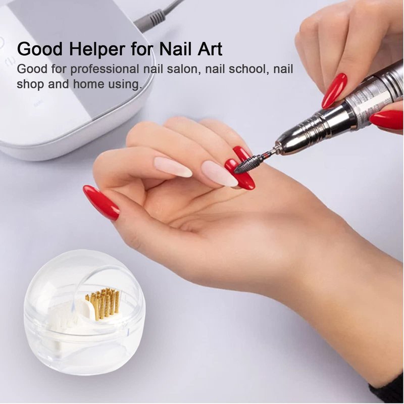 LXIANGN Nail Drill Bits Cleaning Brush Case Cleaner Tool with Clear Cover,Nylon Wire & Steel Wire for Cleaning Carbide/Ceramic Nail Drill Bits,Anti-splash Design, Removable, Washable
