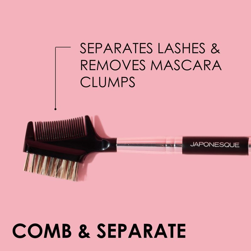 JAPONESQUE Brow & Lash Shaper with 3 Different Spoolie Brushes, for Separating Lashes, Eliminating Mascara Clumps, and Grooming and Shaping Brows