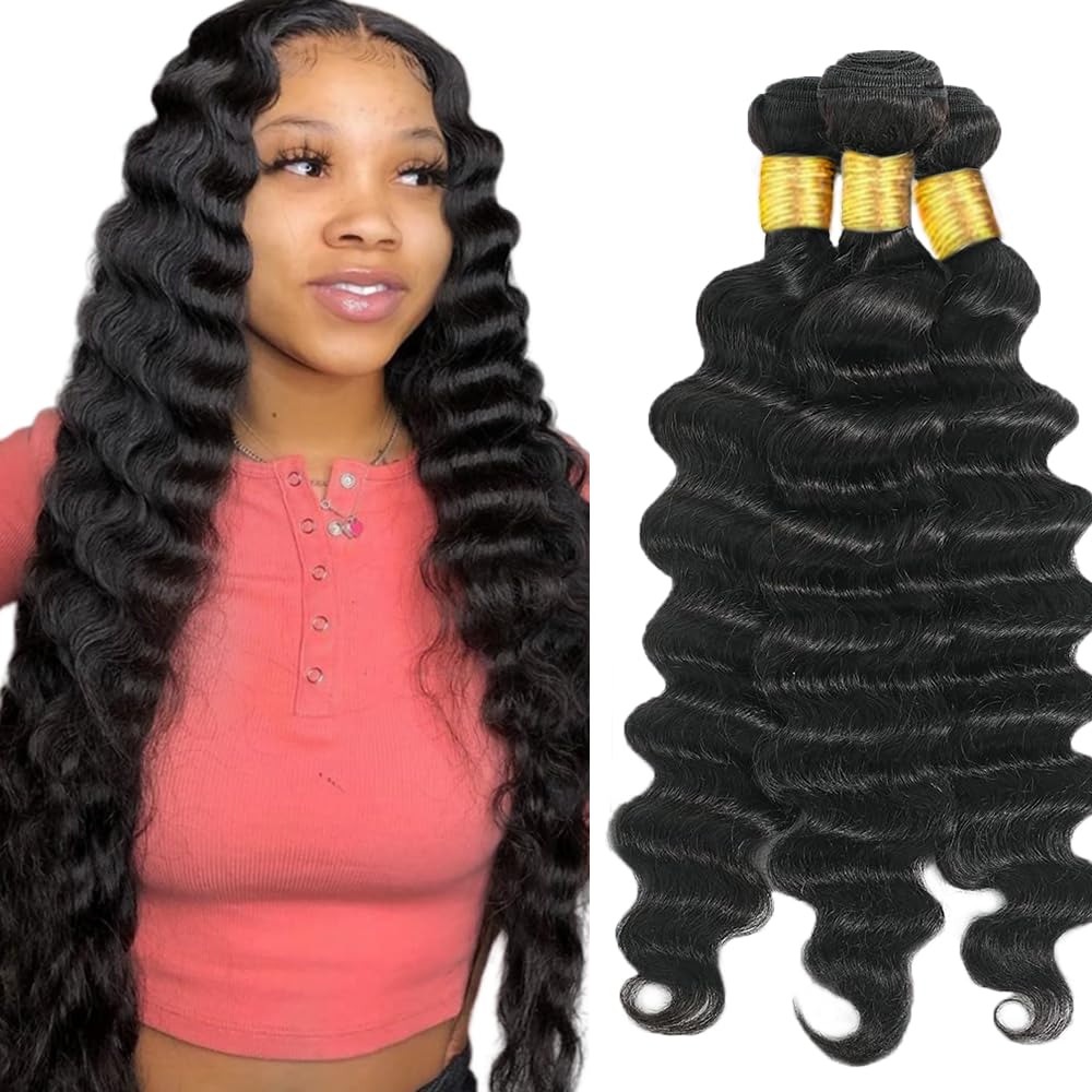 26 28 30 Inch GveoXvo Bundles Human Hair Loose Wave Bundles 310g Mixed Length 3 Bundles Unprocessed Brazilian Virgin Hair Extensions