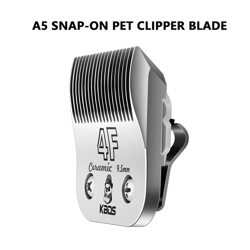 KBDS Detachable Ceramic Pet Clipper Blades,Compatible with Most Andis,Oster,Wahl A5 Clippers,Made of Ceramic Blade Cutter and Carbon Steel Blade,3/8'' Inch 9.5mm Cut Length, 4F Blade