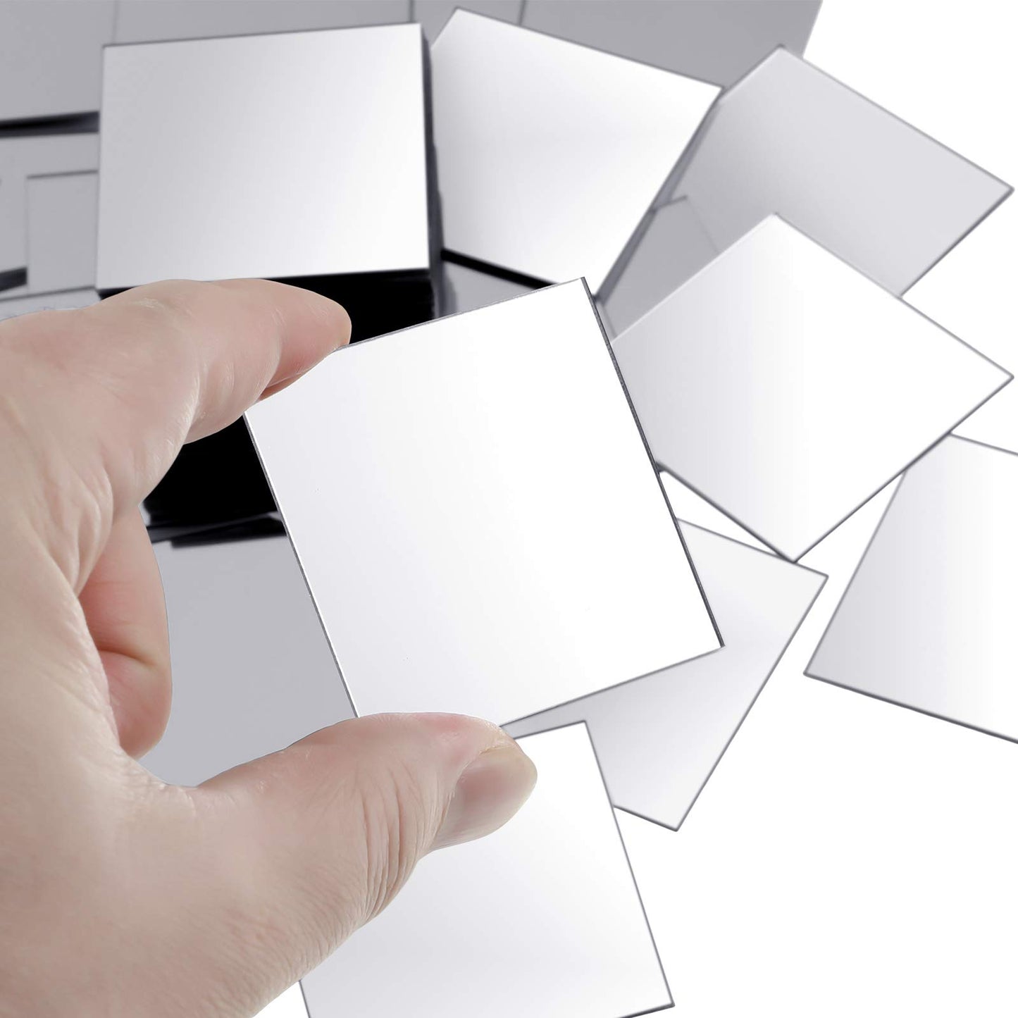 Jetec 25 Pcs Mini Size Acrylic Square Mirror Adhesive Small Square Mirror Tiles for Crafts and DIY Projects Supplies (2 Inches)