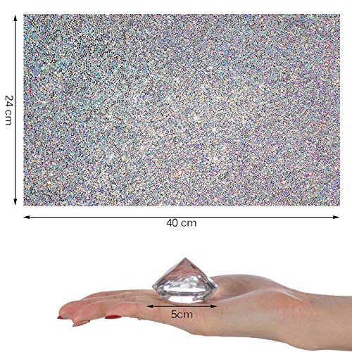 Zonon Rhinestone Nail Art Table Mat and 50mm Crystal Diamond Paperweight Set