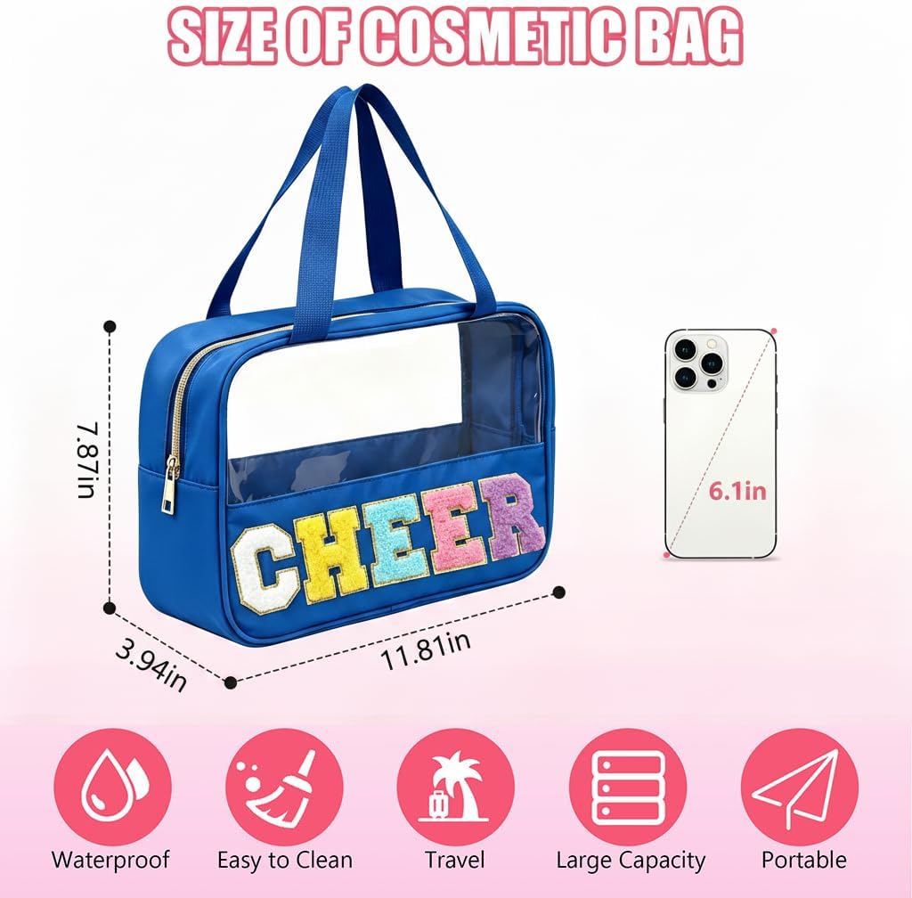 Cheer Makeup Bag - Waterproof Nylon Cosmetic Organizer with Handle | Perfect Cheerleader Gift for Team
