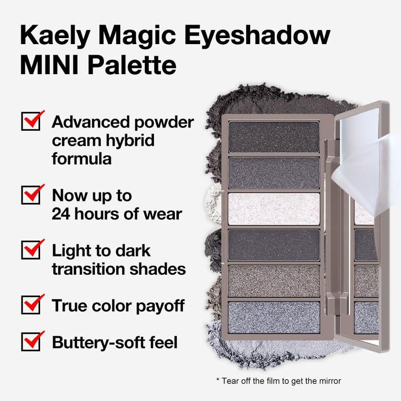 Smokey Grey Eyeshadow Palette - 6 Colors with High Pigment | Mini Travel Makeup for Older Women