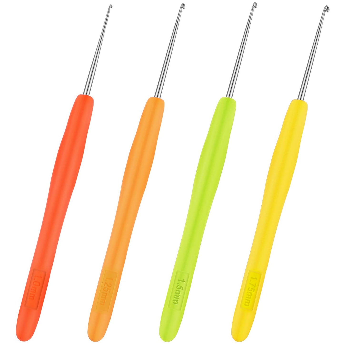 WILLBOND 4 Pieces Hair Highlighting Needles Small Crochet Hooks Precision Metal Needles Crochet Knitting Hooks with Soft Handles, 1 Mm, 1.25 Mm, 1.5 Mm, 1.75 Mm, 4 Colors