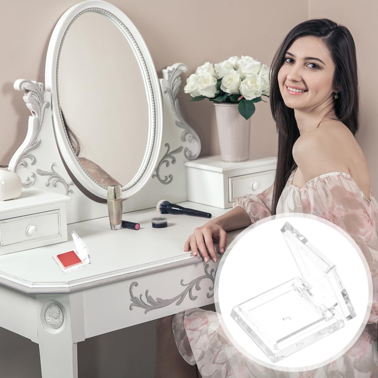 DOITOOL 4Pcs Empty Eyeshadow Pans Square Cosmetic Palettes Refillable Makeup Containers Portable for Travel Lip Balm Blush Highlighter Storage