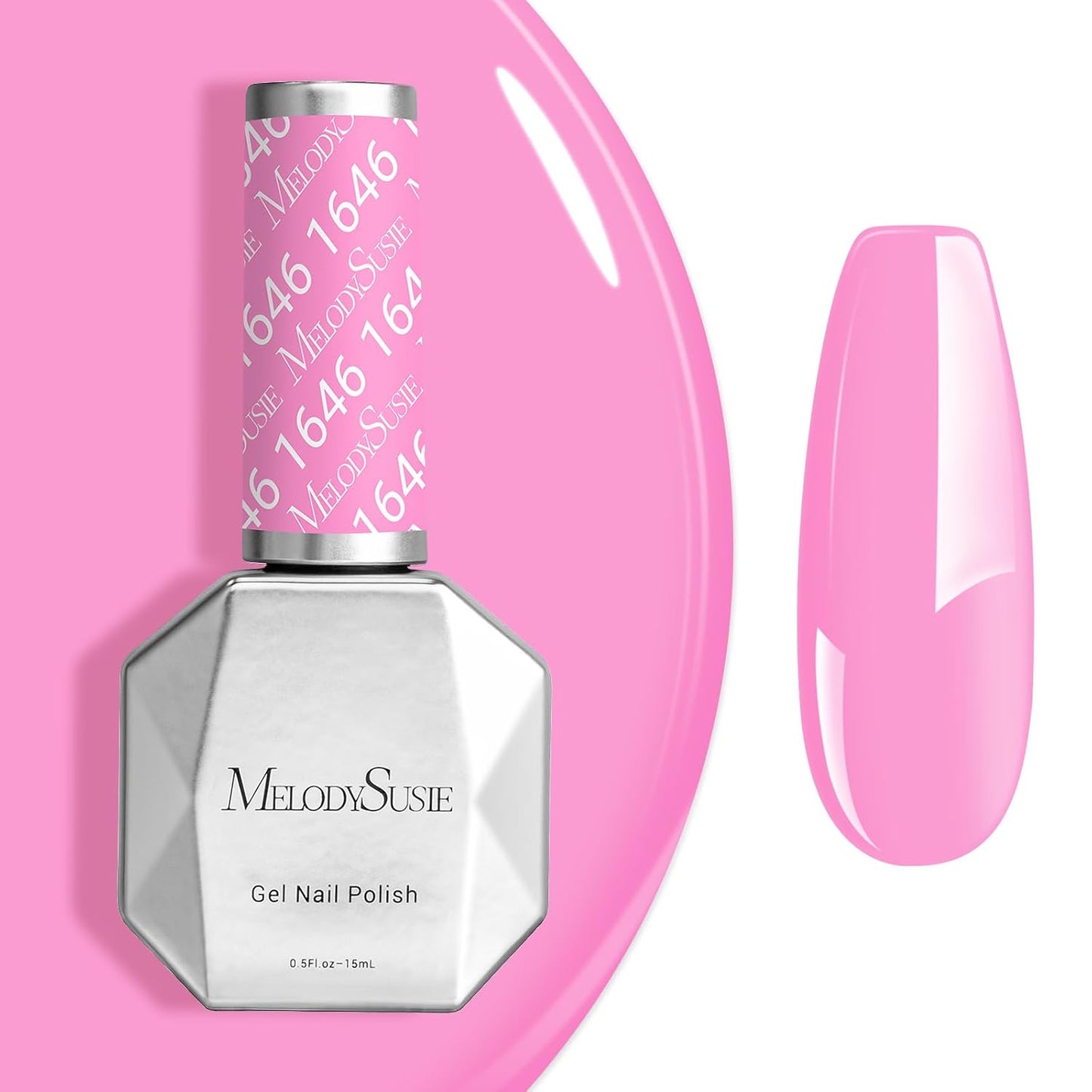 MelodySusie Neon Pink Gel Nail Polish - Bright Hot Pink Soak Off UV LED | 0.5 fl oz for DIY Nail Art & Manicure