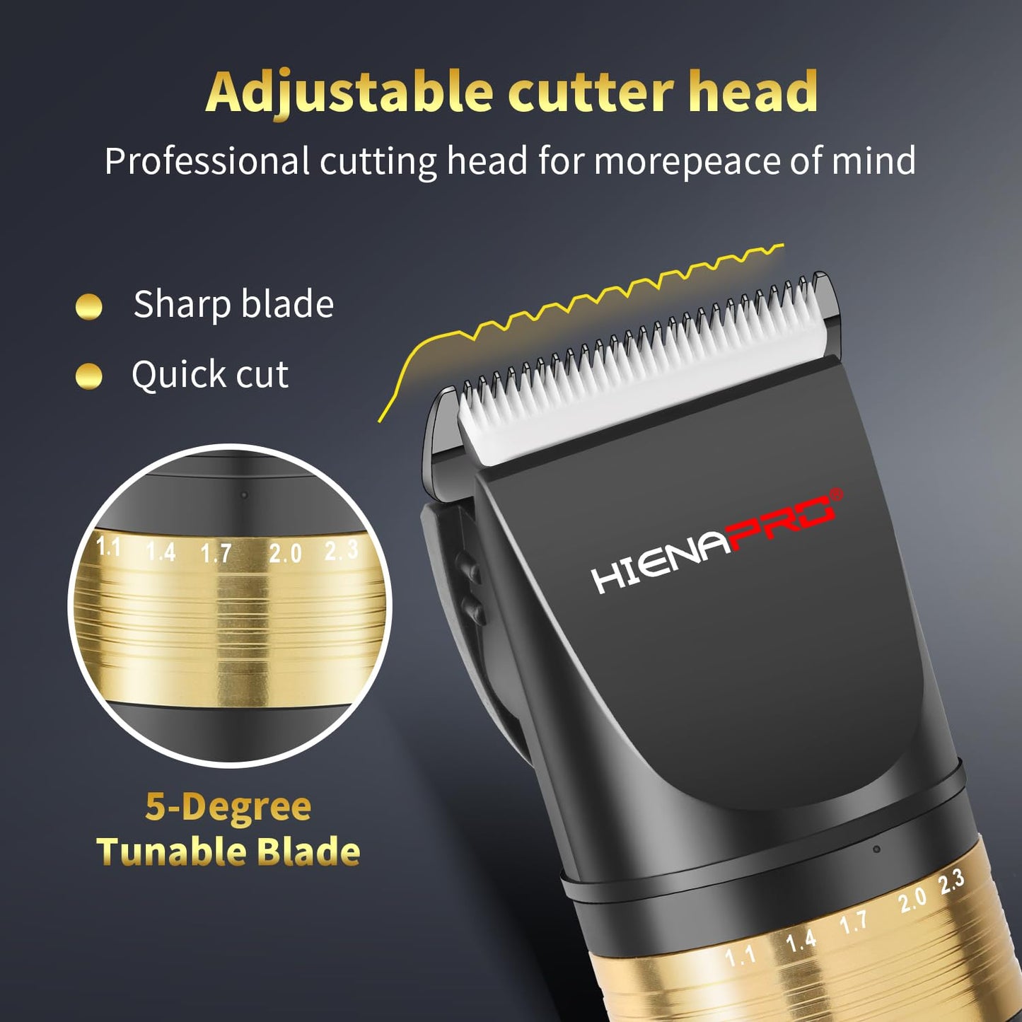HIENA PRO Professional Hair Clippers for Men, Cordless Rechargeable Hair Clipper, Clipper and Trimmer for Hair Cutting, Low Noise Hair Cutting Tools, Gifts for Men