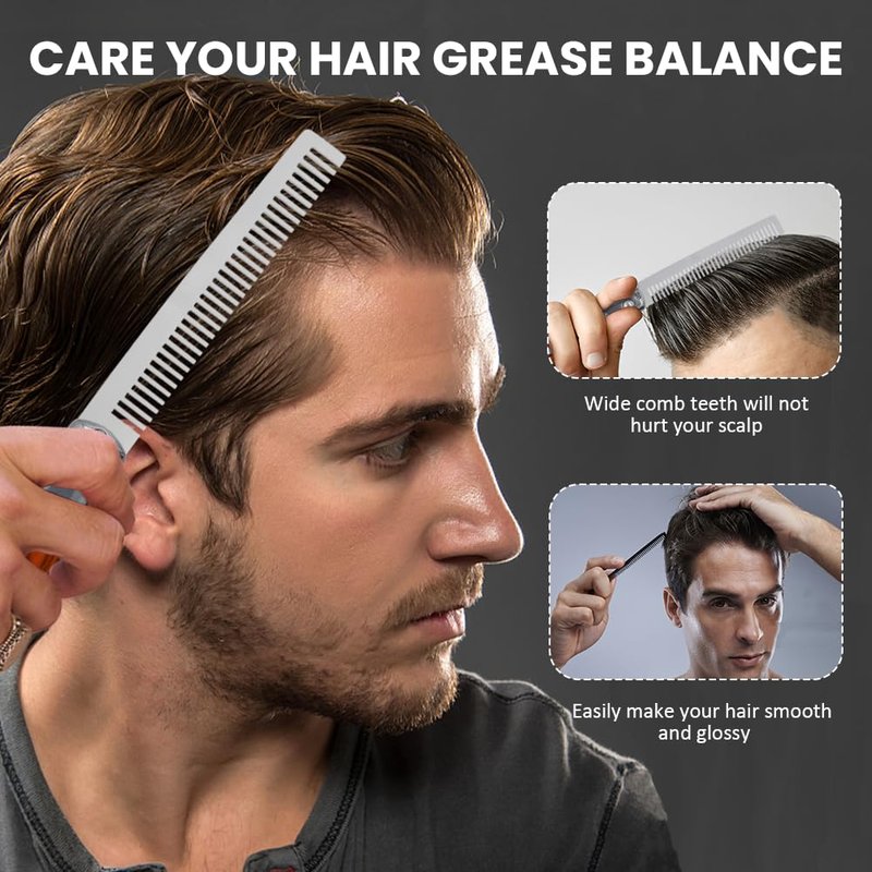 1PCS Switchblade Comb – Automatic Folding Pocket Combs for Hair, Beard, Mustache, Push Button Design, Portable Grooming Tool for Men(BLUE)