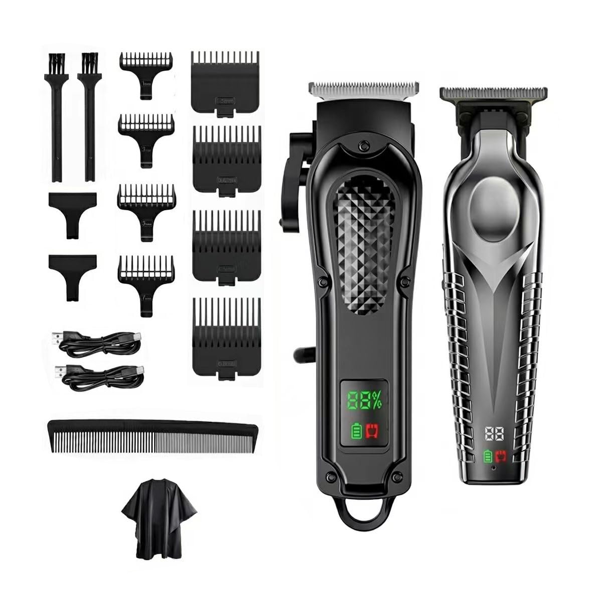 JININQ Professional Cordless Hair Clippers for Men, Adjustable Hair Trimmer Kit with LED Display, Precision Grooming Set for Haircuts, Beard, and Travel Use