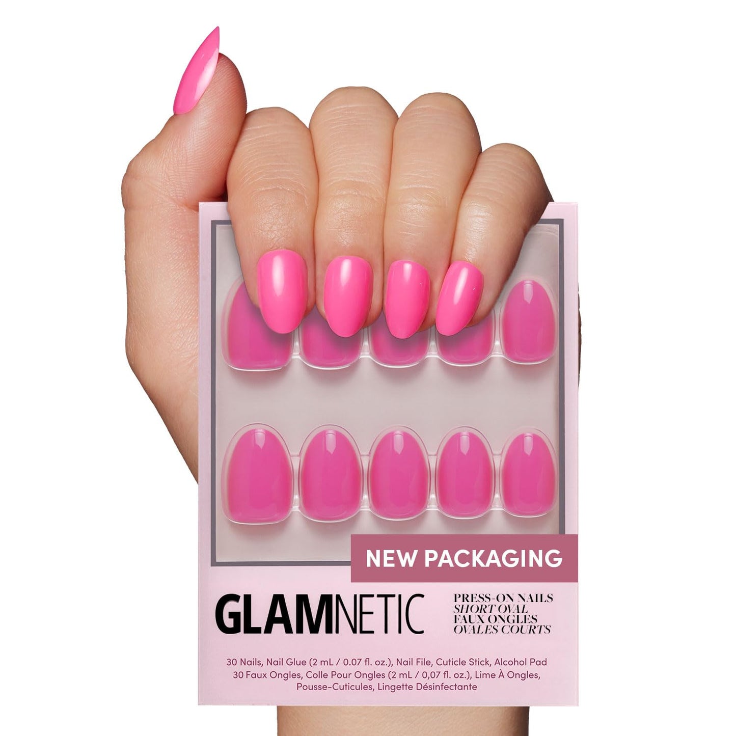 Glamnetic Press On Nails - Honey Bun | Trendy Velvet Sparkly Short Almond Nails | 30 Nail Kit with Glue, 15 Sizes