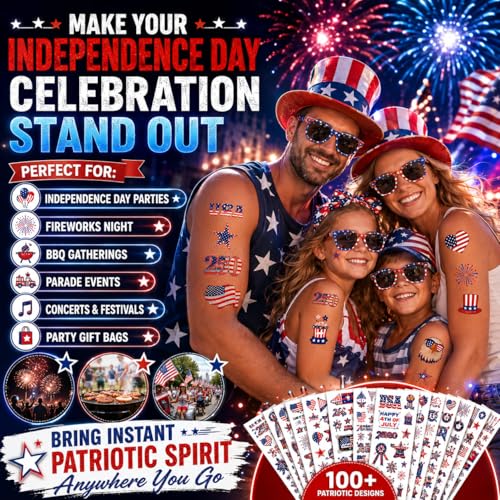 250th Anniversary Temporary Tattoos - USA Patriotic Party Favors