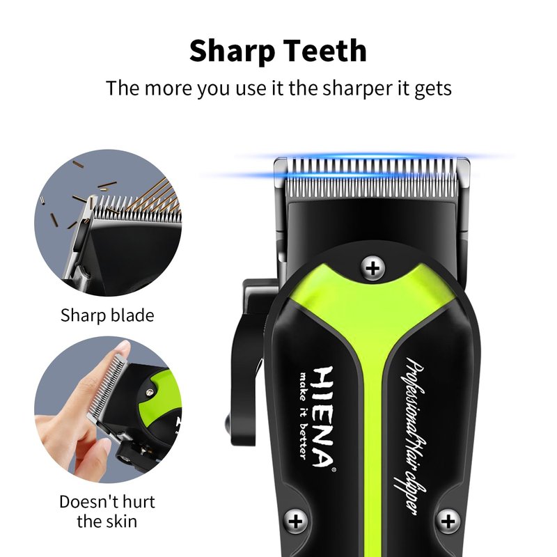 HIENA PRO Hair Clippers for Men, Electric Professional Hair Clipper and Trimmer, Rechargeable Haircut Clippers, Cordless Hair Cutting Tool with LED Display, Gifts for Men(Green)