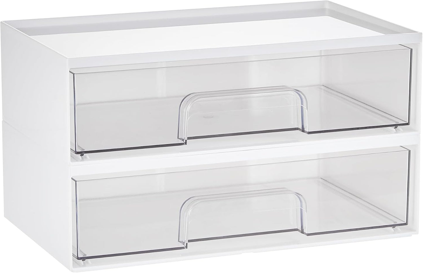 Clear Stackable Storage Drawers - 12.1''W Acrylic Organizers for Makeup, Cosmetics & Beauty Supplies | 2 Pack