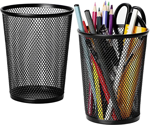 MaxGear Pen Holder 2-Pack - Mesh Metal Desk Organizer for Office & Home