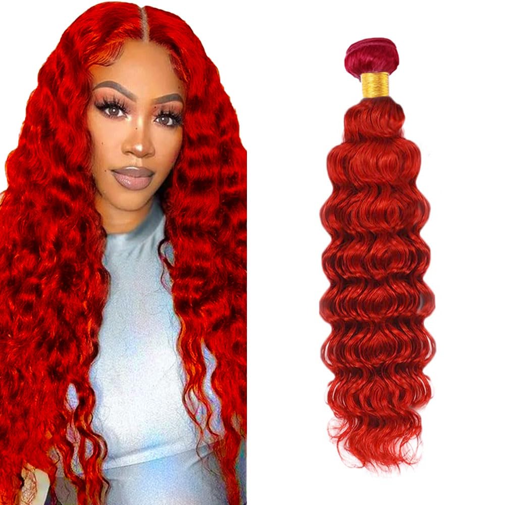 30 inch Red Bundles Red Human Hair Bundle Burgundy Deep Wave Bundles Burgundy Deep Wave Bundlle Human Hair