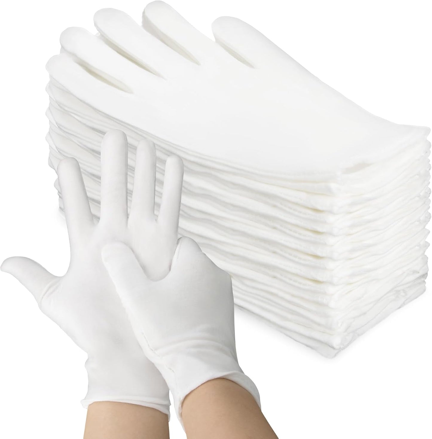 White Cotton Gloves - Breathable Reusable Gloves for Dry Hands | Soft Eczema Care, Unisex, 5 Pairs