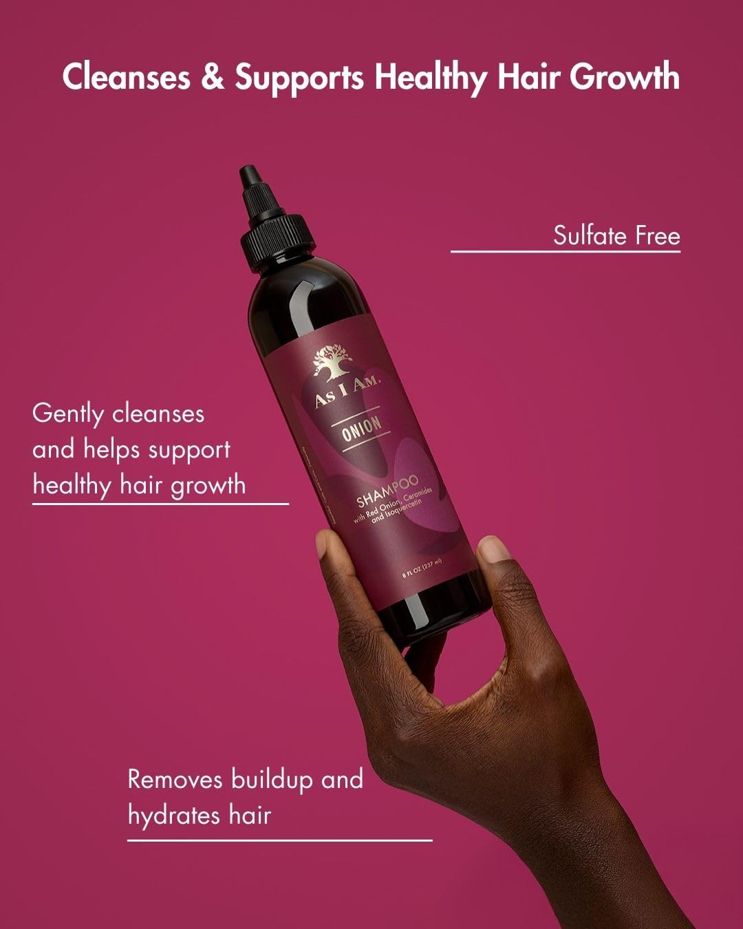 As I Am Onion Shampoo - 8 oz - with Red Onion, Ceramides & Isoquercetin - Helps Support Healthy Hair Growth