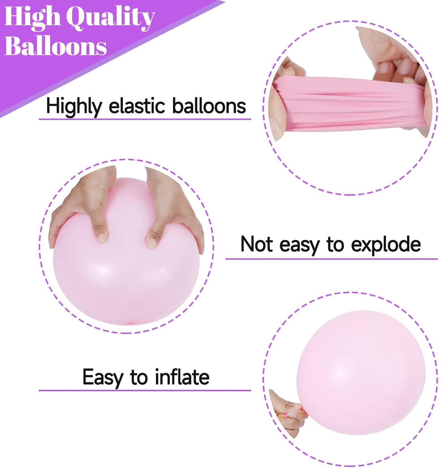 68Pcs Pink & Purple Balloons - 12 Inch Metallic Latex Balloons with Confetti & Ribbons | Perfect for Weddings, Birthdays & Baby Showers