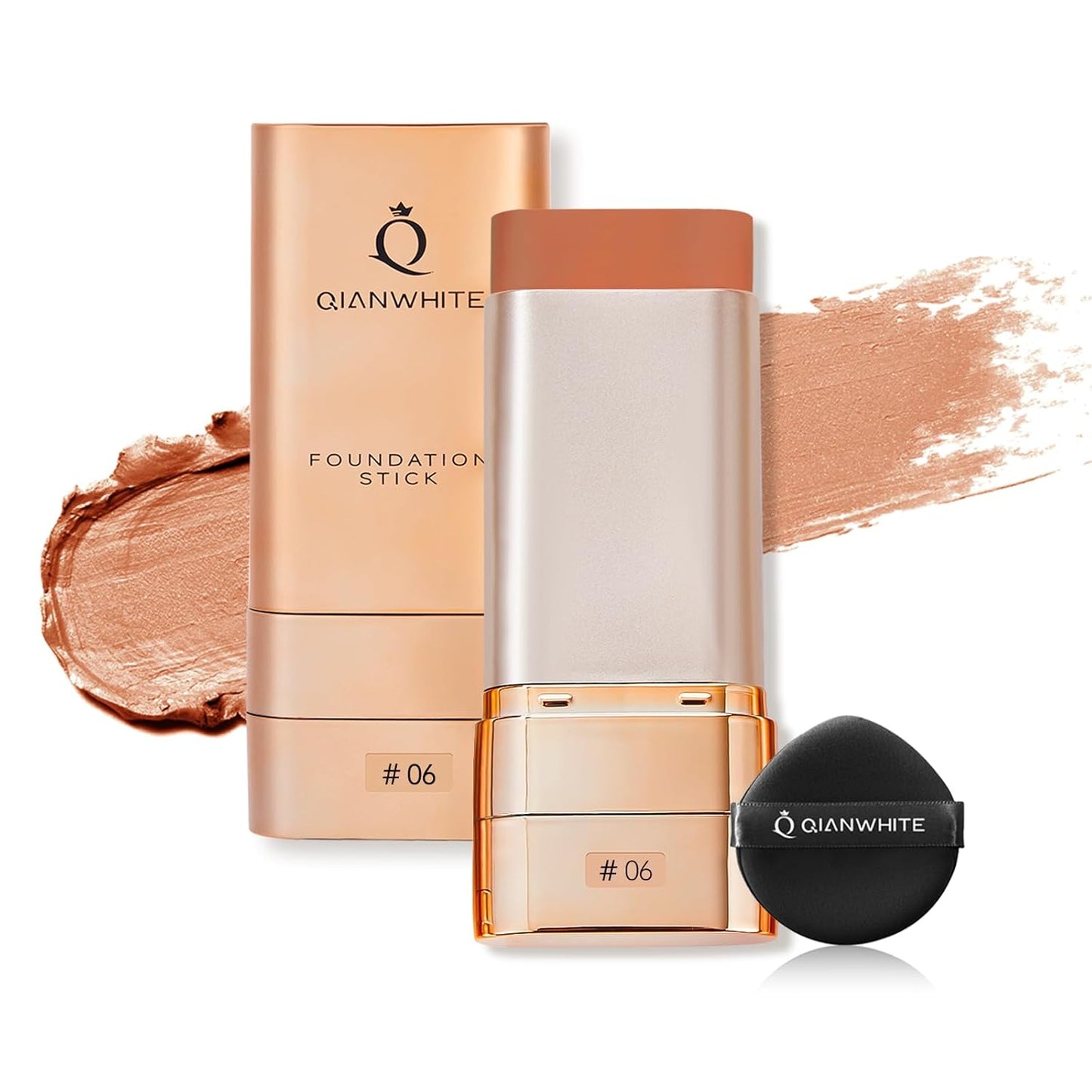 Korean Foundation Stick - Waterproof Full Coverage Makeup for Mature Skin | Double Head with Brush (#05 Chocolate)