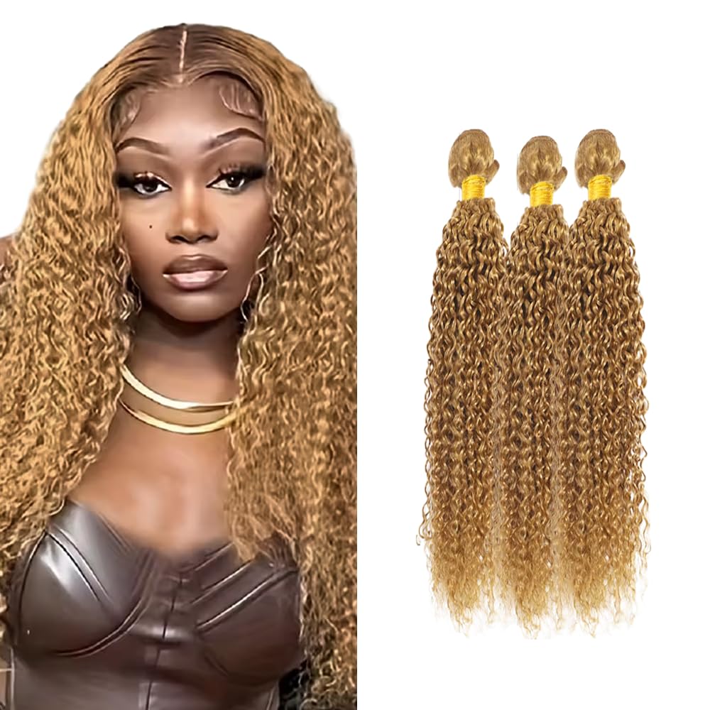 Blonde Bundles Human Hair #27 Curly Bundles Human Hair 20 22 24 inch Honey Blonde Bundle #27 Color 150g