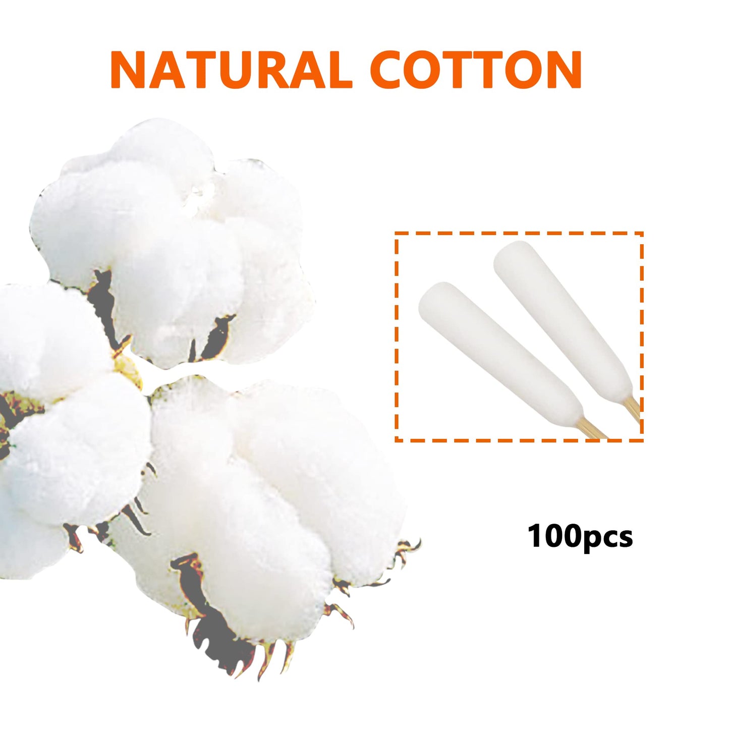 6 Inch Long Cotton Swabs of Medium&Large Pets Ears Cleaning,Makeup 100pcs