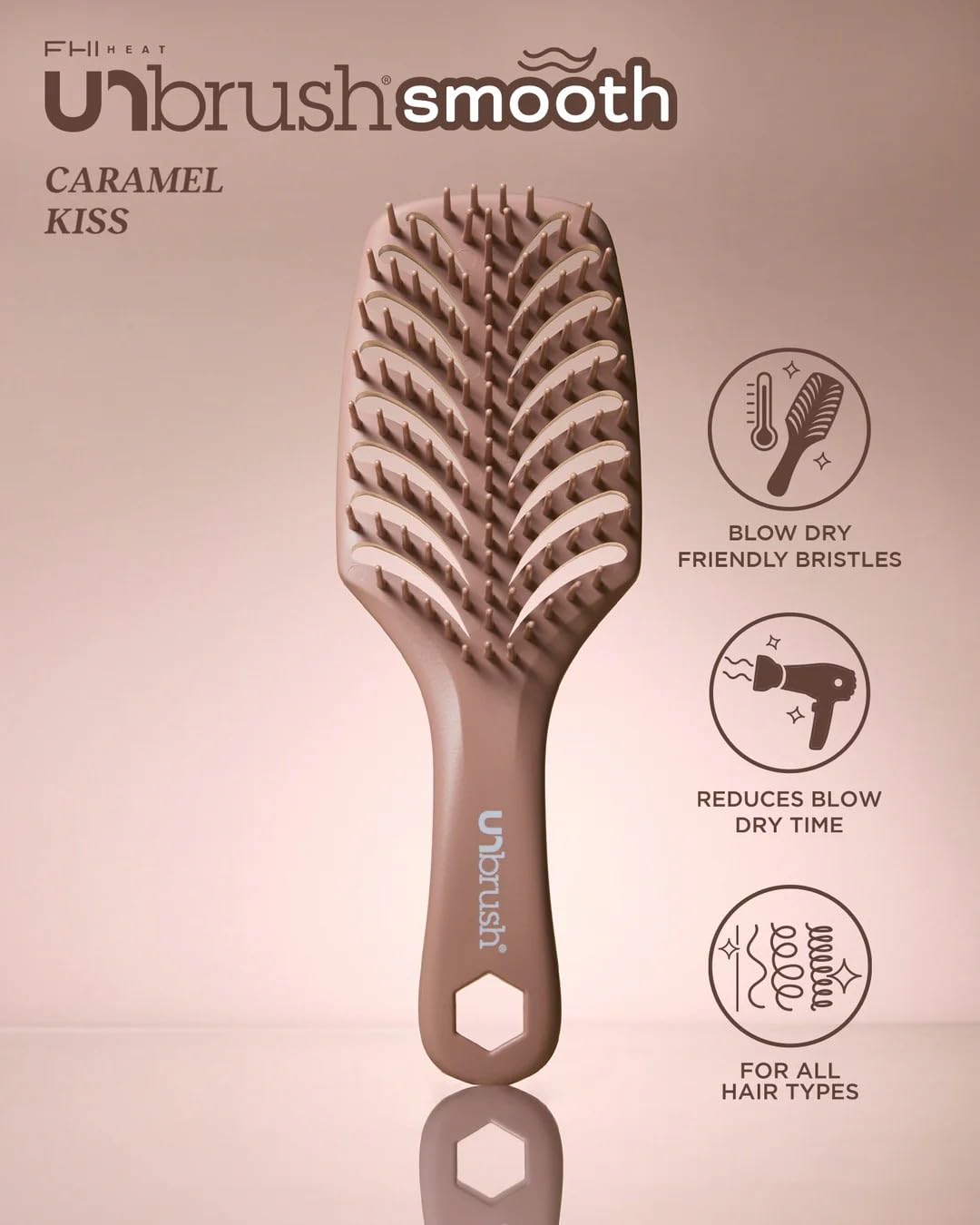 FHI Heat Detangling Smoothing Brush - Heat Resistant for Pain-Free Brushing on All Hair Types