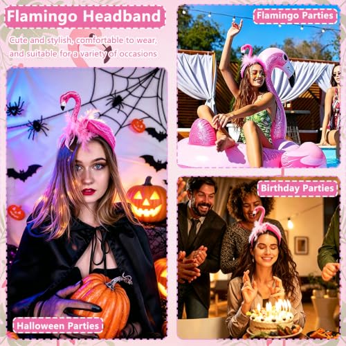 Pink Flamingo Headband Hair Accessory for Tropical Party & Costume - CARMELIT