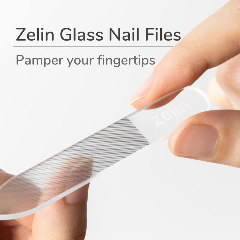 Premium Glass Nail File Set - Single-Sided Crystal Files with Leather Case | 3 Pcs for Stronger, Smoother Nails