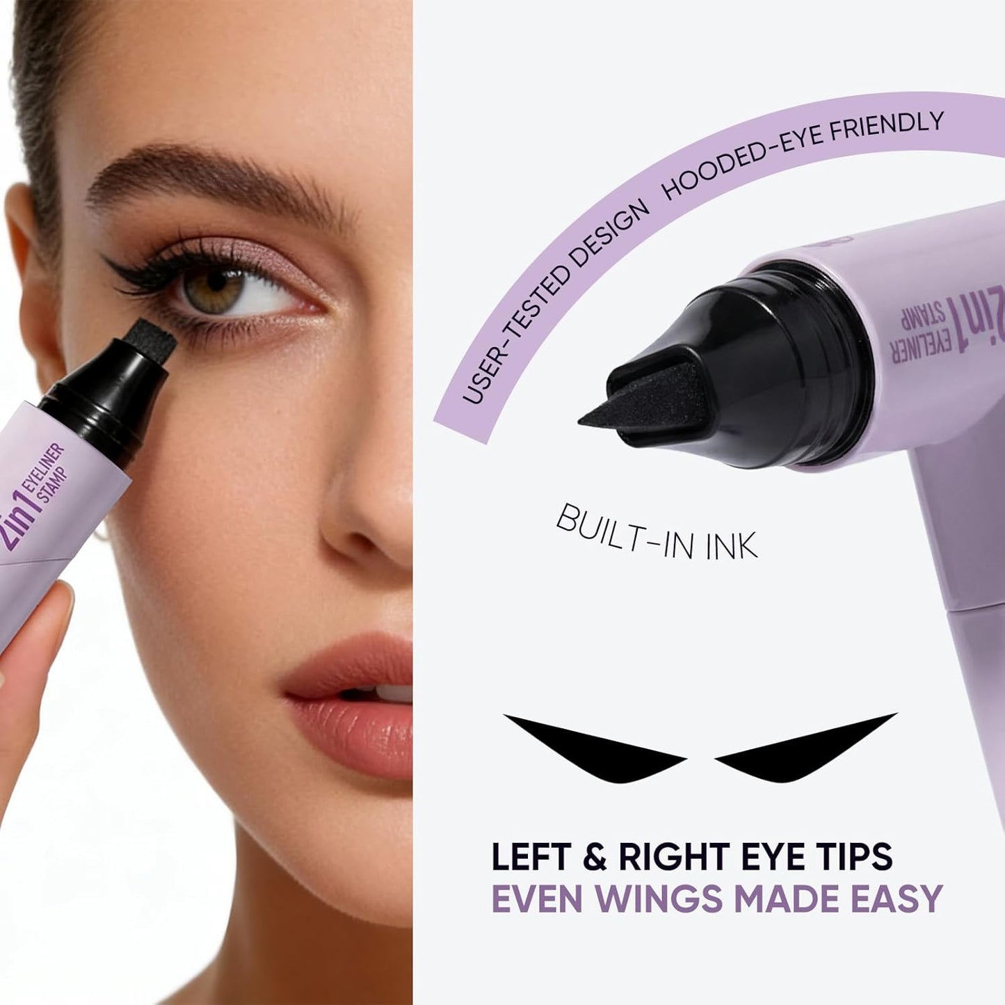 2CHILL Dual-Ended Rotating Eyeliner Stamp Pen Set - Waterproof, Smudge-Proof | Black & Brown