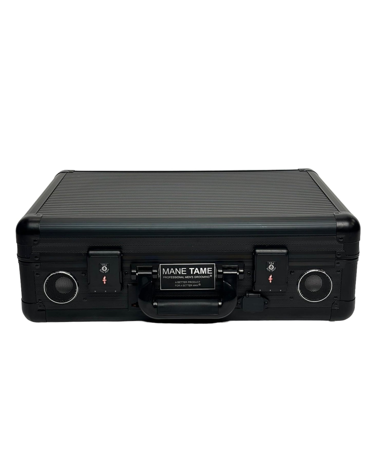 MANE TAME Barber Case – Executive Mobile Barber Station- Black - Includes Speakers and Combination Locks