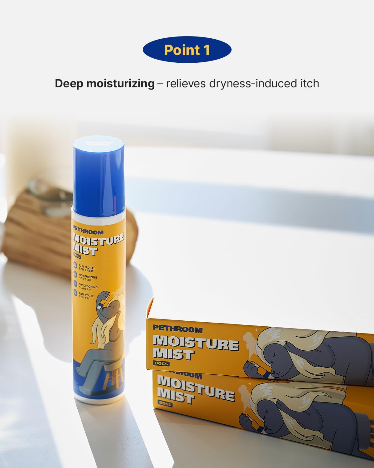 Dog Moisture Mist - Hydrating & Dematting Dander Spray | Floral Scent, EWG Verified, 5.1 Fl Oz