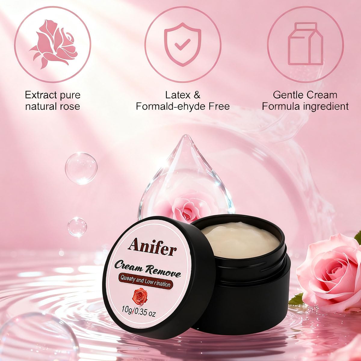 Eyelash Extension Remover - Fast-Dissolving Cream for Sensitive Skin | 10g, Rose Scent, No Residue (2 Pcs)