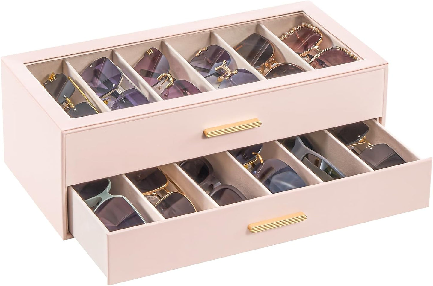 Sunglasses Storage Box for Women - Clear Top Eyewear Organizer | Stylish Display Case
