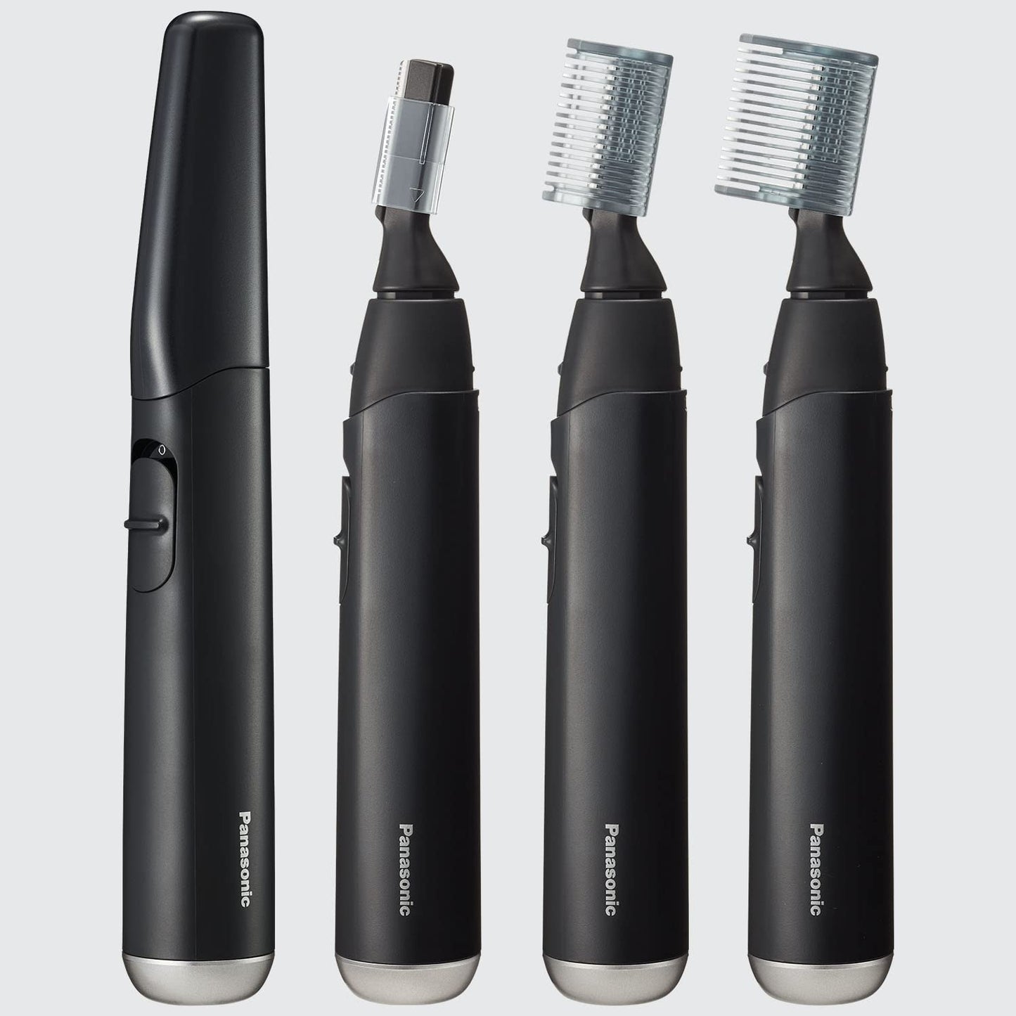 Facial Hair Trimmer for Sensitive Skin - Unisex Detailer with Flexible Head & 2 Eyebrow Attachments | Wet/Dry Use - ER-GM40-K (Black)
