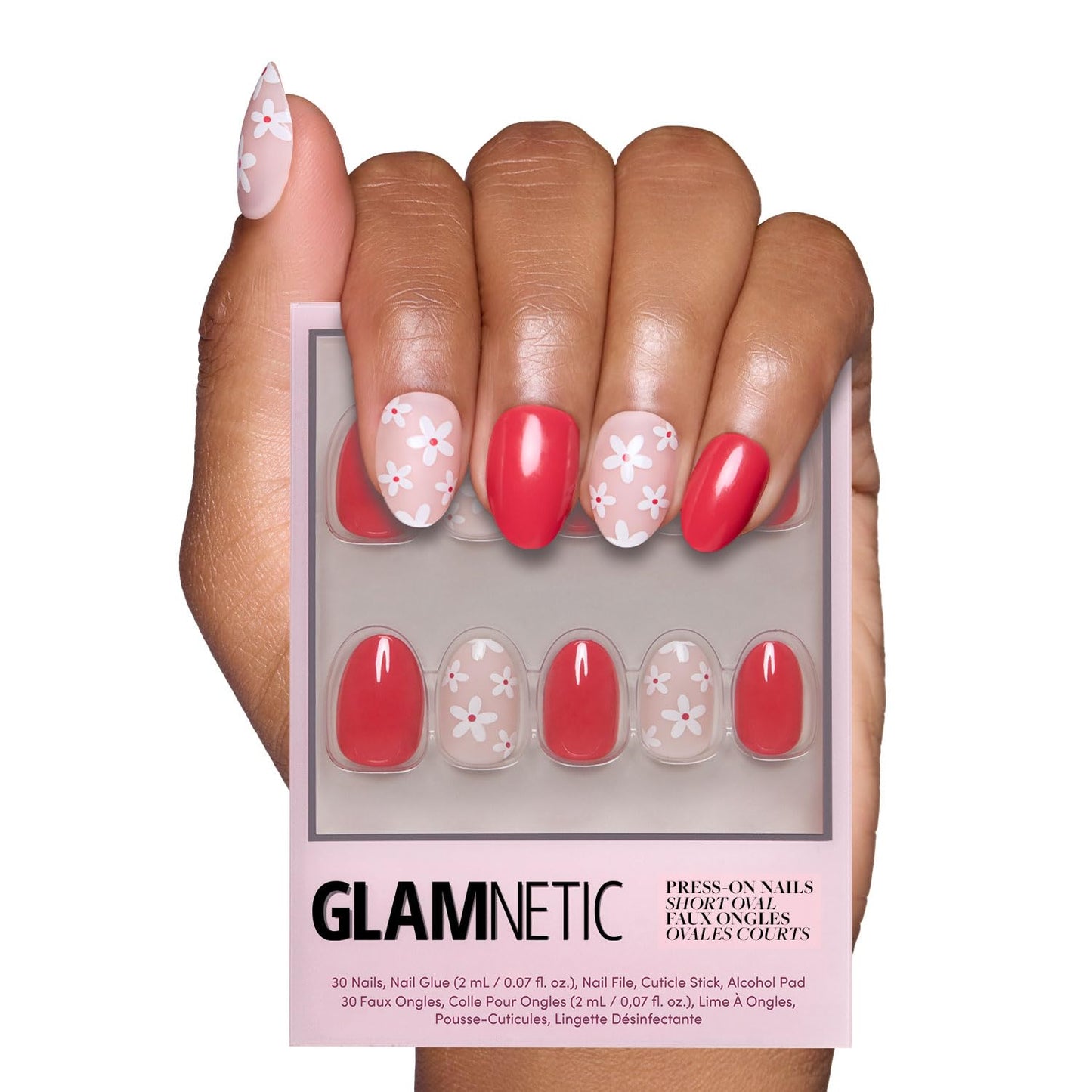 Glamnetic Press On Nails - Lush Coral | Short Oval Fake Nails with Glazed Finish | 30 Nail Kit in 15 Sizes