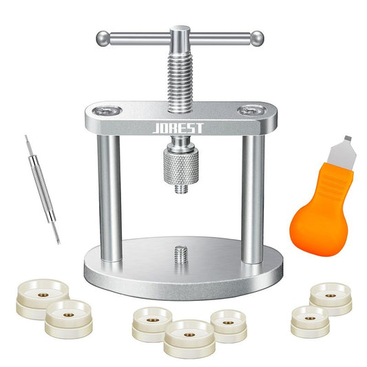JOREST Watch Press Tool Set, Back Case Closer for Closing the Cover, Watch Battery Replacement, Watch Opener Remover, Repair Kit for Watches with A Pry Opening, Only for Round Dials