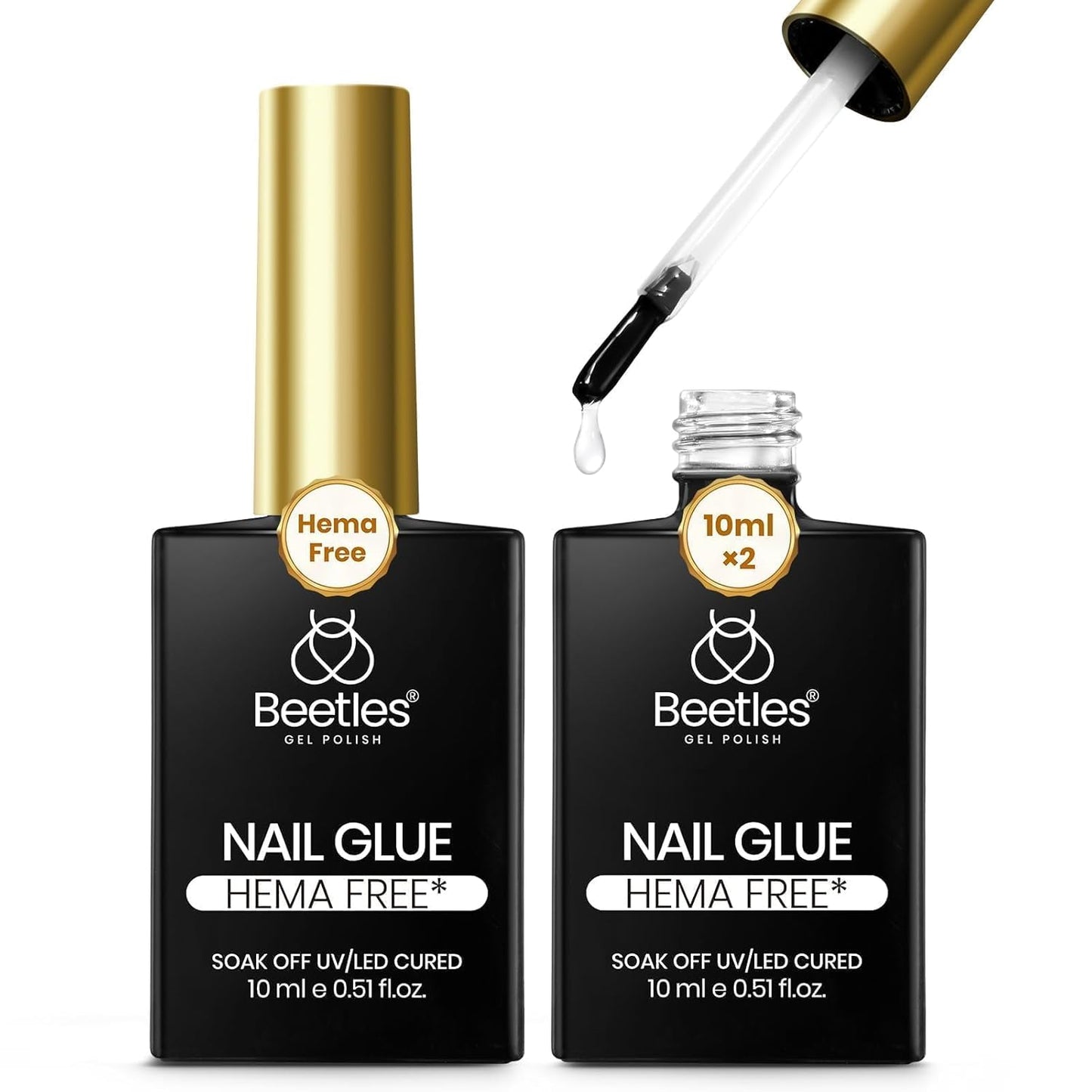 Beetles Nail Glue Gel - Super Strong 2Pcs 20g for Acrylic & Press-On Nails | Clear Summer Nail Art