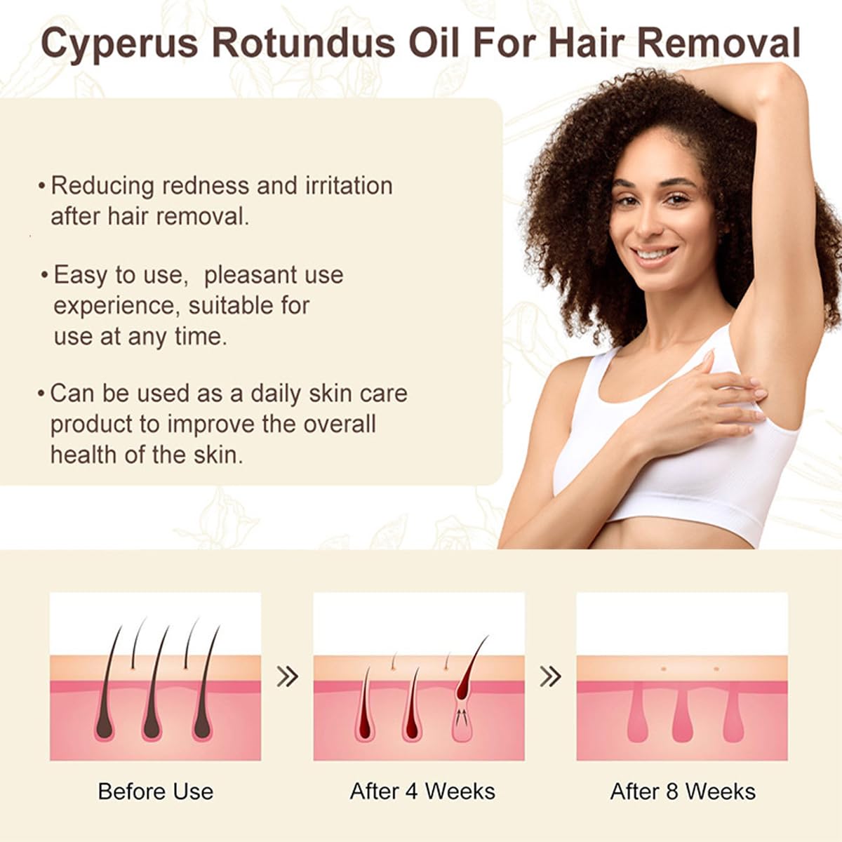 Cyperus Rotundus Oil, Cypress Rotundus Oil for Hair Removal, 2.02 fl.oz