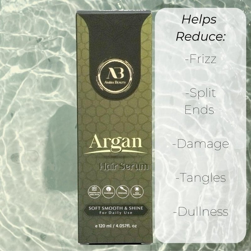 Amira Beauty Hair Repair Serum Argan Oil - Shine, Growth, Frizz Control, Smoothing, Strengthening Heat Protection For All Hair Types 4Fl. oz