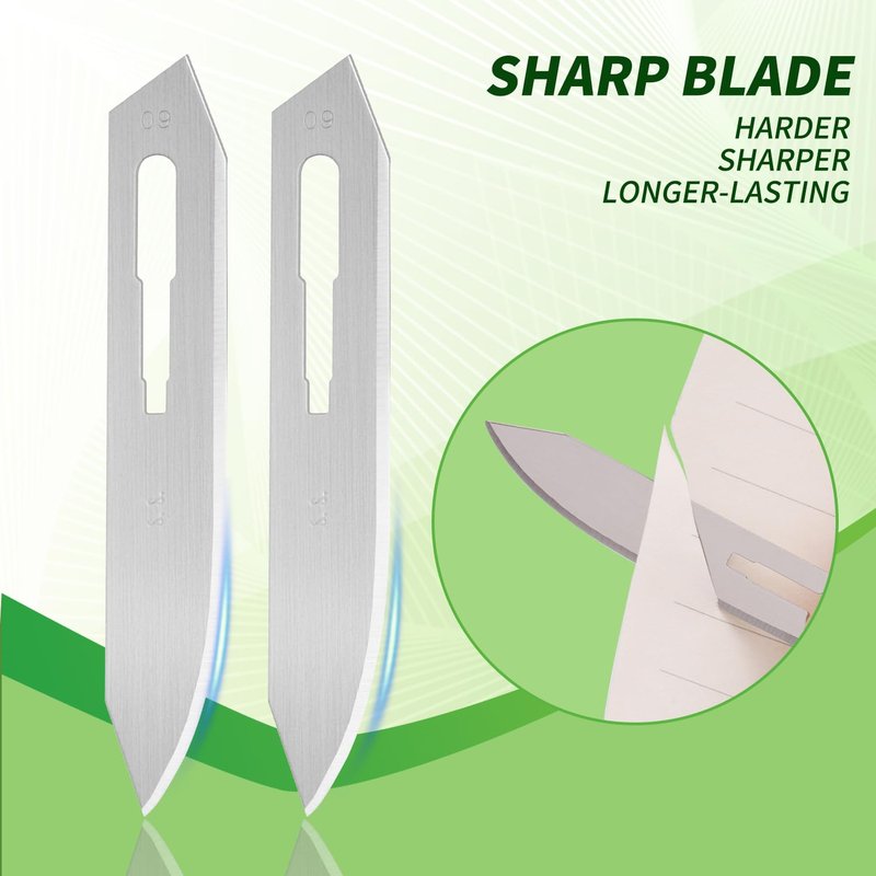 20pcs #60 Scalpel Blades Stainless Steel Replacement Blades Utility Knife Blade for Knives