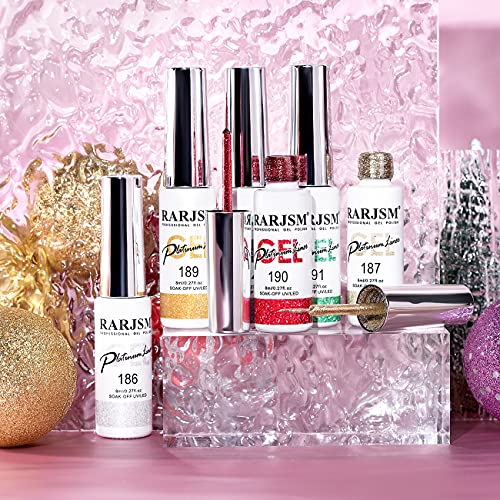 RARJSM Platinum Metallic Gel Nail Polish Set - 6 Colors, 8ml