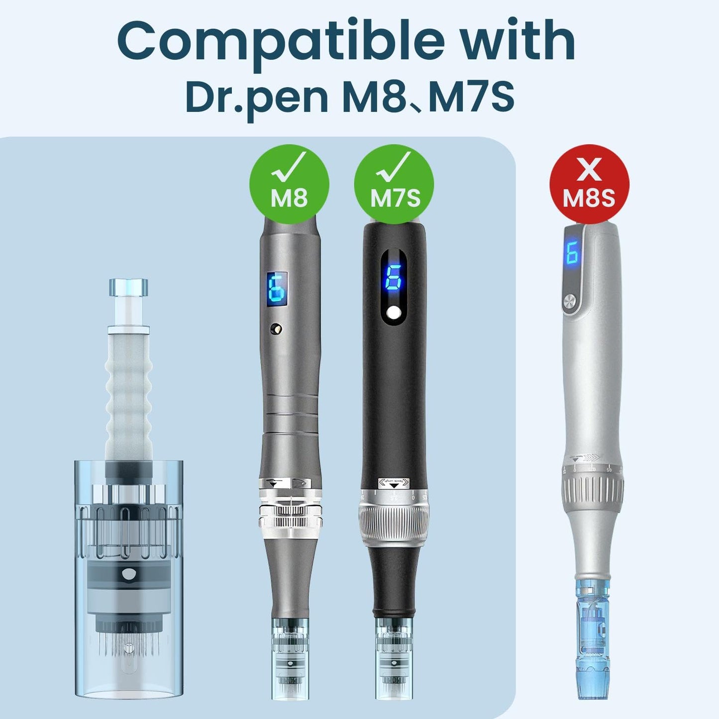 12Pcs Microneedling Pen Cartridges for Dr Pen M8,M7S (4x36Pin,4x16Pin,4xRound Nano) Replacement Tips at Home Use 0.25mm