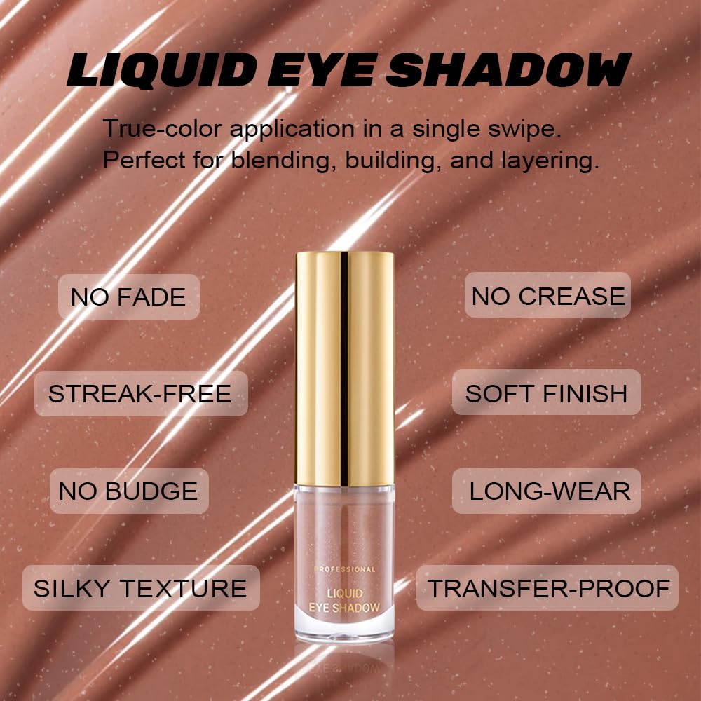 Warm Apricot Shimmer Liquid Metallic Eyeshadow - Longwear, Buildable & Blendable Cream for Mature Skin | Vegan & Cruelty-Free