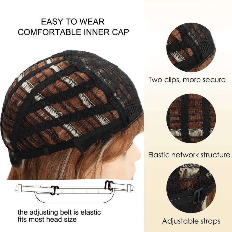 Long Layered Wavy Wig for Women - Heat-Resistant Synthetic Hair | Brown with Blonde Highlights